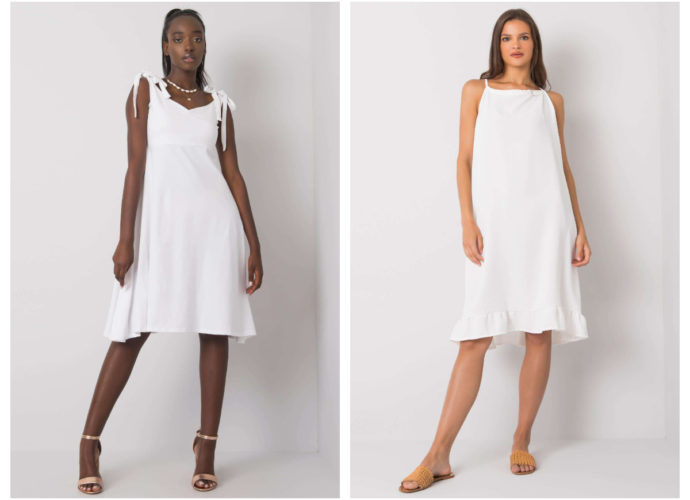 sukienki na ramiączkach midi w białym kolorze